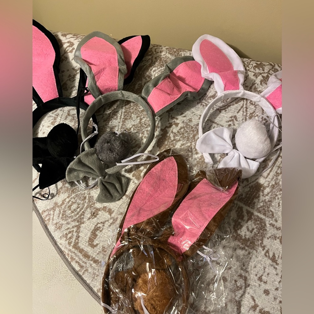 bunny costume lot ears bow toe tail 4 sets NEW